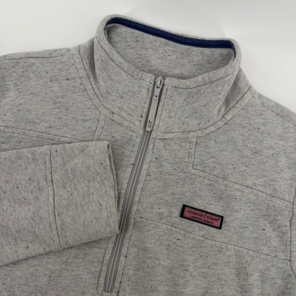 Vineyard Vines Pullover Mens Large Gray Quarter Zip Kangaroo Pocket Logo Patch